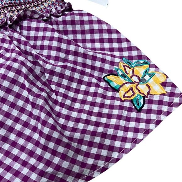 French Connection Vivid Viola Adla Gingham Smock Top S - Picture 3 of 5